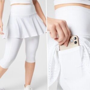 Athleta White A-Game 2-in-1 Crop Skirted Tights Tennis Pickleball Size XL